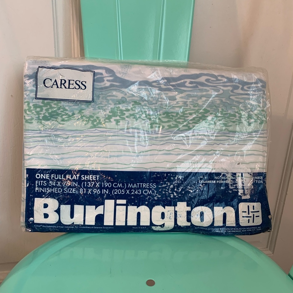 NWT Vintage Burlington Caress Full Flat Sheet in Beach
